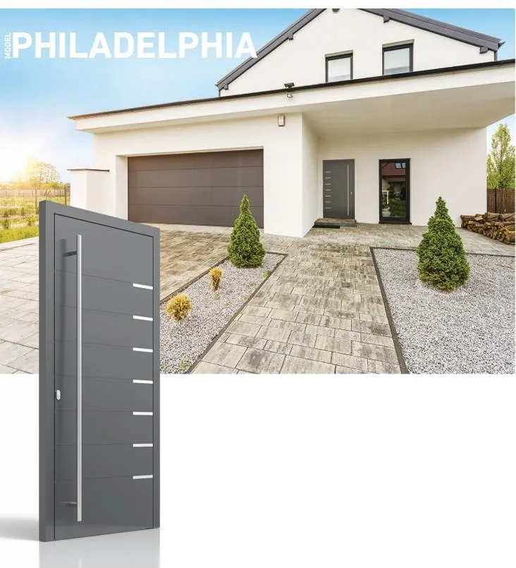 Porte d'entrée modèle Philadelphia, collection Inserts inox